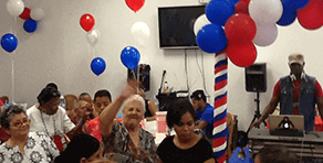 Party for seniors with balloons